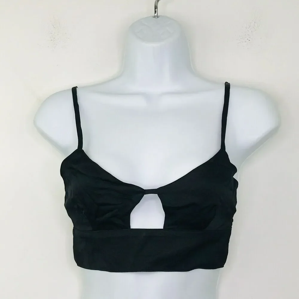Olivaceous Women's Small Bralette Black Solid Keyhole Unpadded Wireless NWT CC20